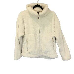 Tommy Hilfiger Teddy Jacket Women's Size Medium Pullover Quarter Zip White Cozy